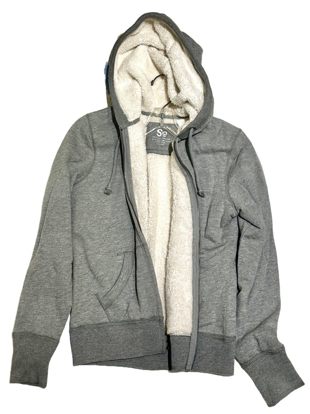 SO Gray Sherpa-Lined Hooded Zip Jacket